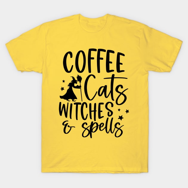 Coffee Cats Witches & Spells T-Shirt by Matt's Wild Designs